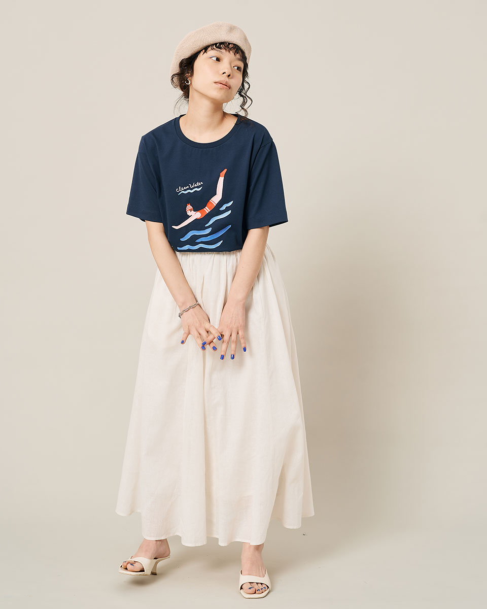 吸水速乾/接触冷感】＜コラボプリントT>DIVING GIRL Tシャツ