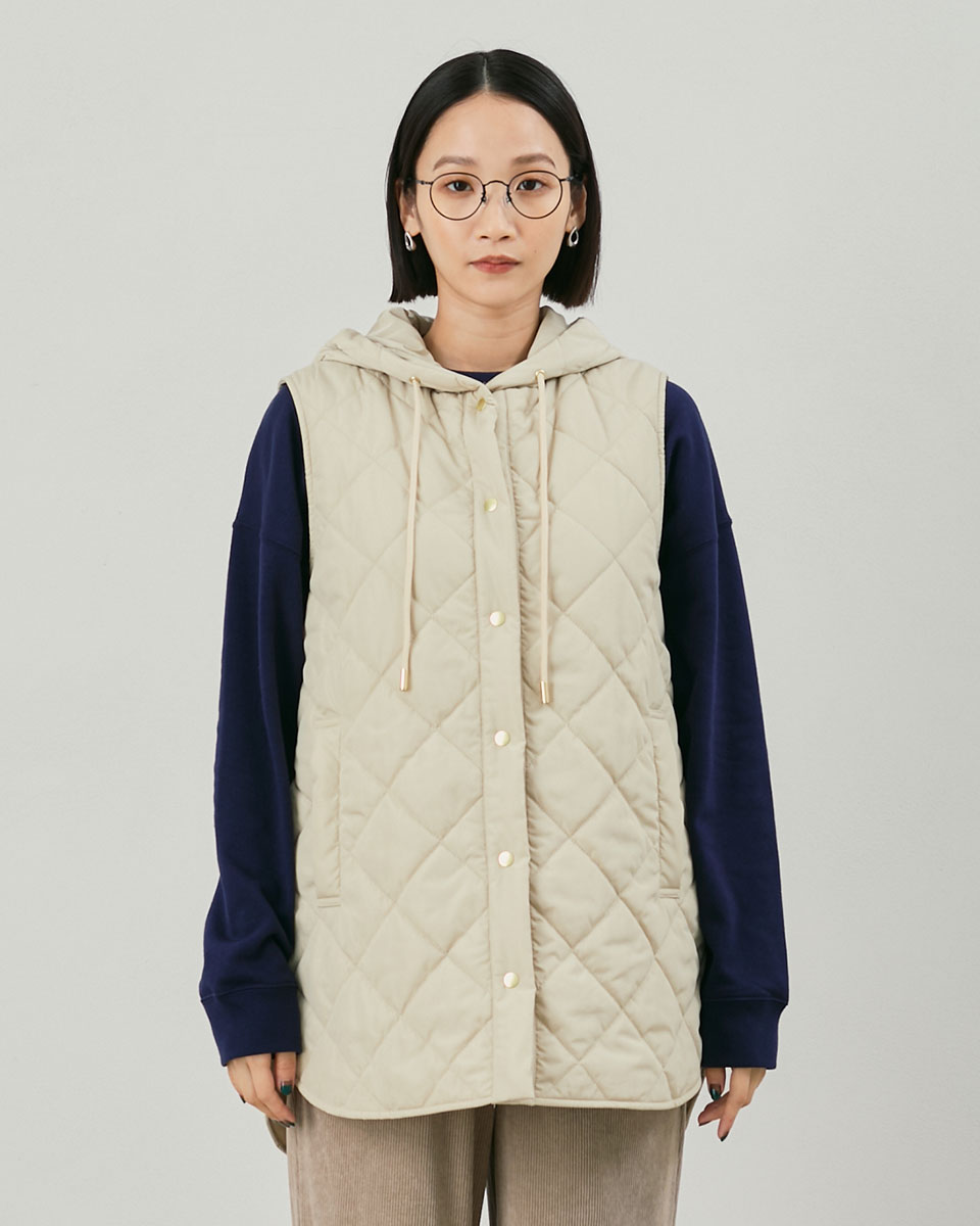 ルコックホワイト中綿ベスト フード付き ルコックホワイト中綿ベスト フード付き ルコック 秋冬フード