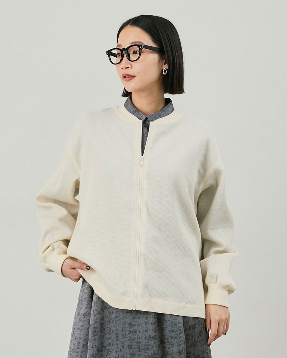 カポック混】カポックワッフルリブ付きカーデ | JANTZEN